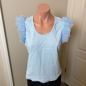 Dolan Sky Blue Ruffle Sleeve Tank Top Sz L